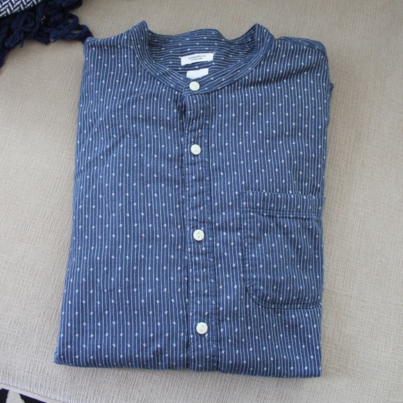 GAP Other - Gap Blue Striped Collarless Button Pocket Shirt